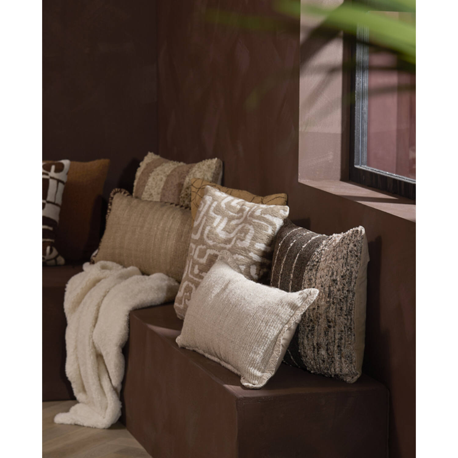 Alzey Cushion 45x45 cm-  Beige+sand feather filled
