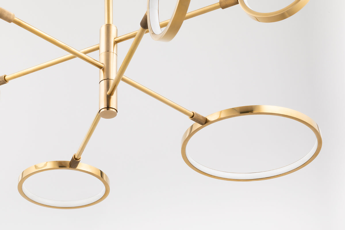 Saturn LED Chandelier - Aged Brass
