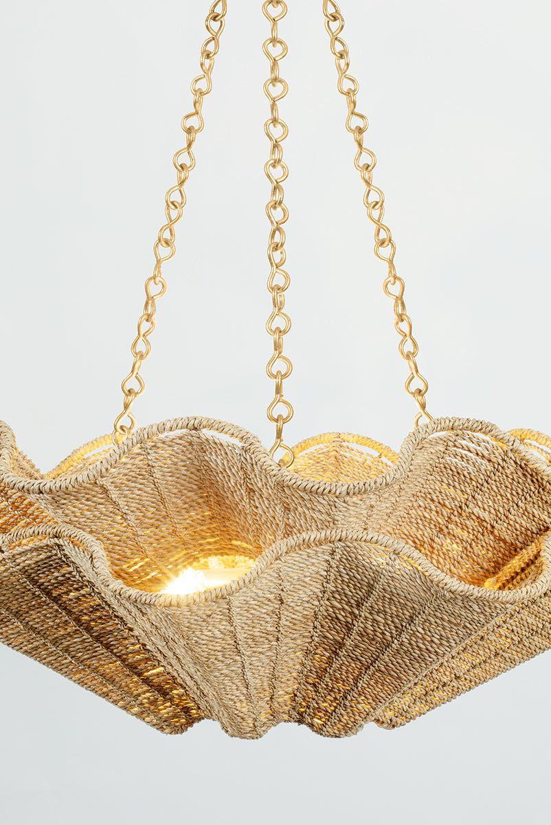Hayworth 6Lt Chandelier - Gold & Natural Abaca Shade