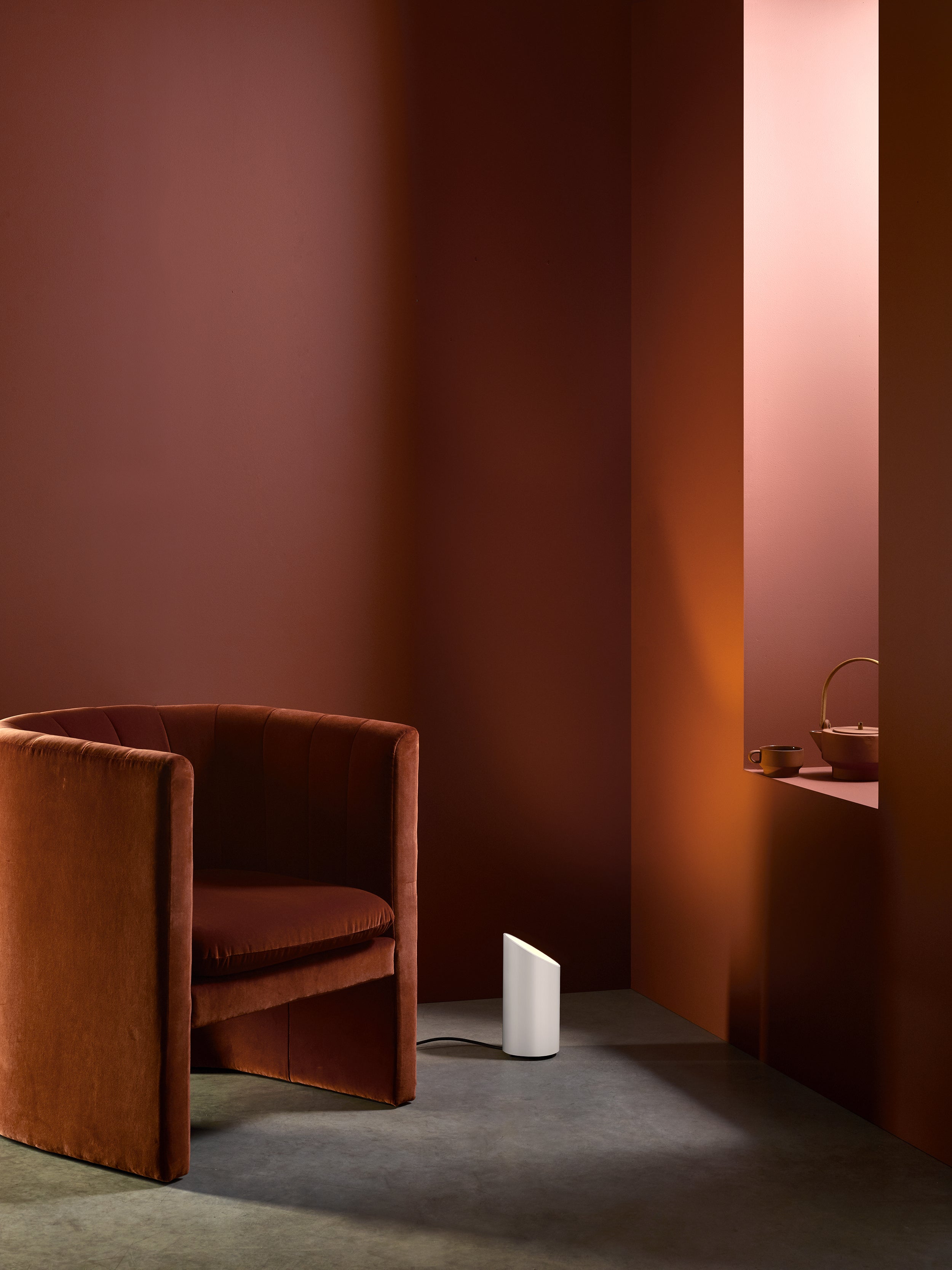 Cut Floor Lamp- Matt Nickel/ White