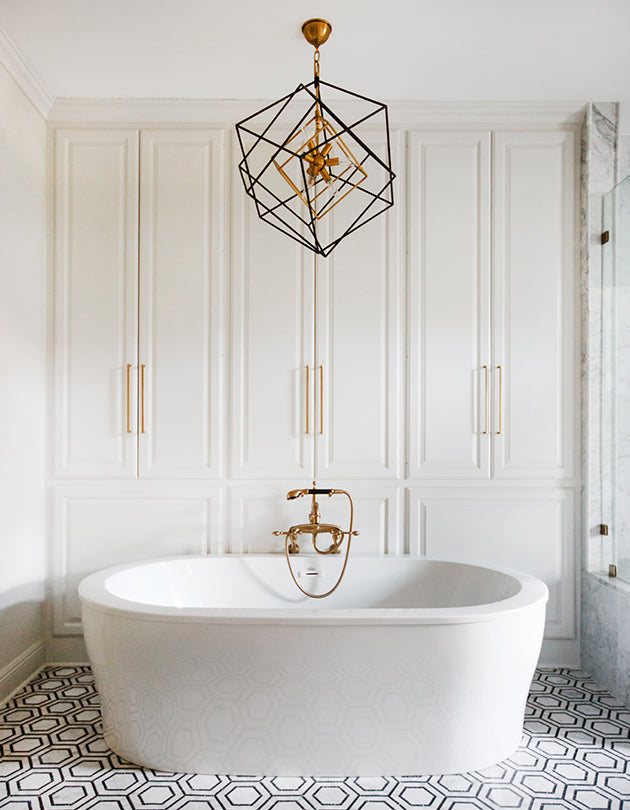 Roundout 9Lt Pendant - Polished Nickel/Aged Brass