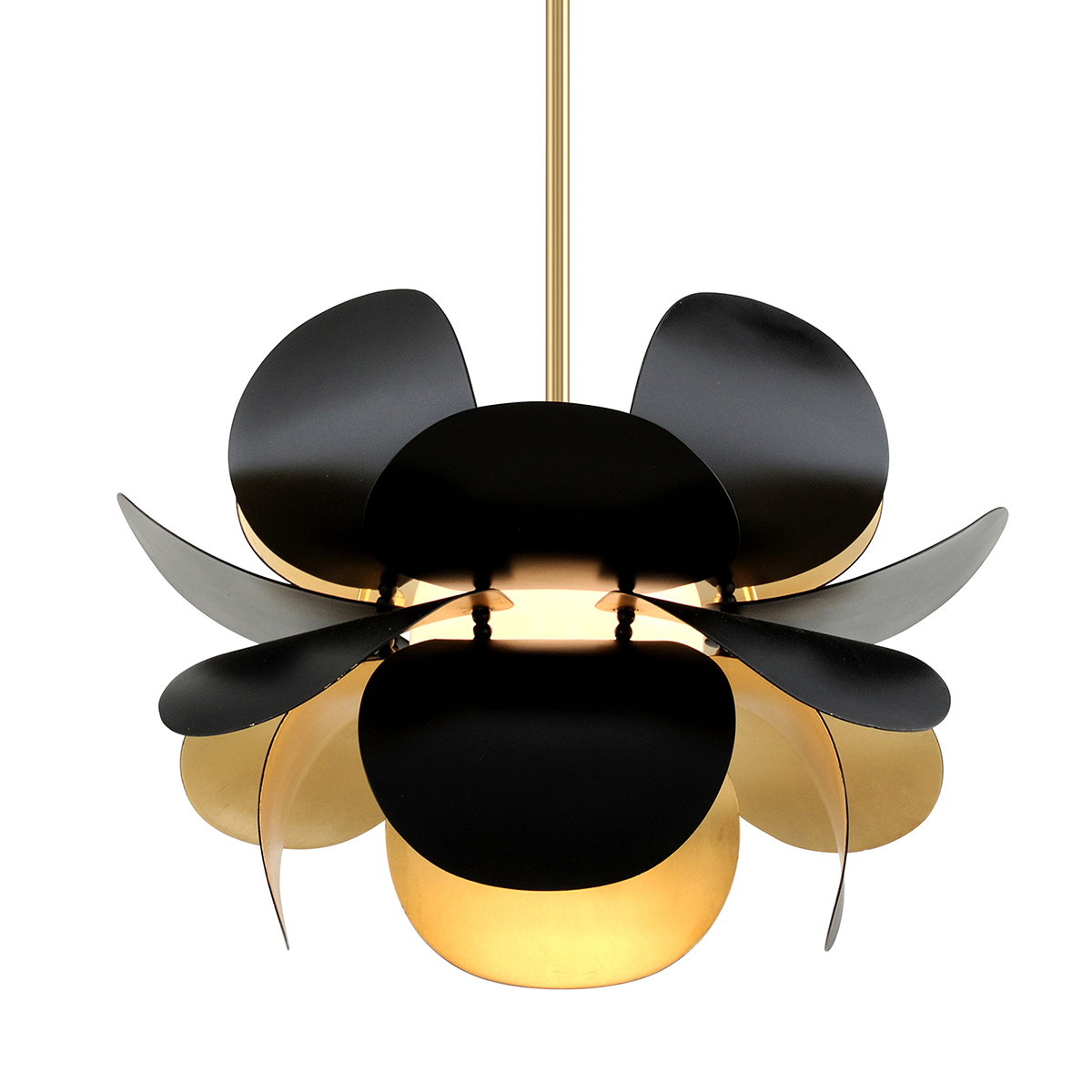Ginger 1Lt Small/Large Pendant - Gold Leaf & Black