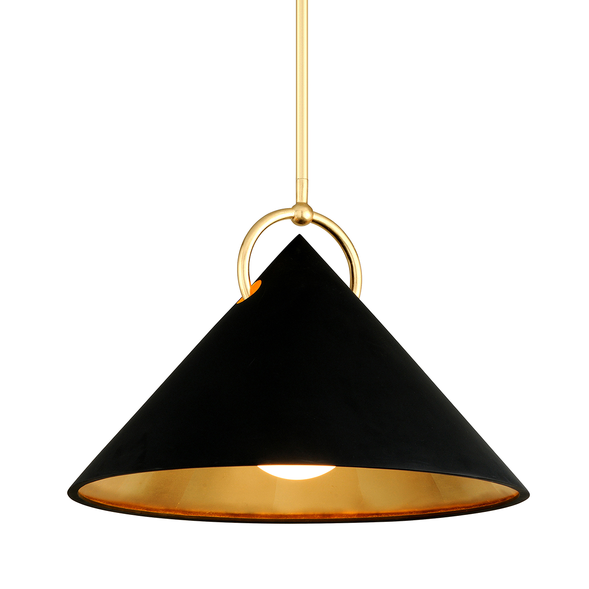 Charm 1Lt Pendant - Black & Gold Leaf