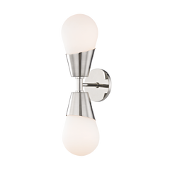 Cora 2Lt Wall Sconce - Polished Nickel