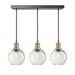 Brooklyn 3Lt Glass Globe Wire Cluster Lights -Brass/ Pewter