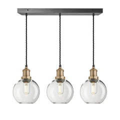 Brooklyn 3Lt Glass Globe Wire Cluster Lights -Brass/ Pewter