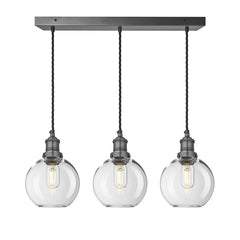 Brooklyn 3Lt Glass Globe Wire Cluster Lights -Brass/ Pewter