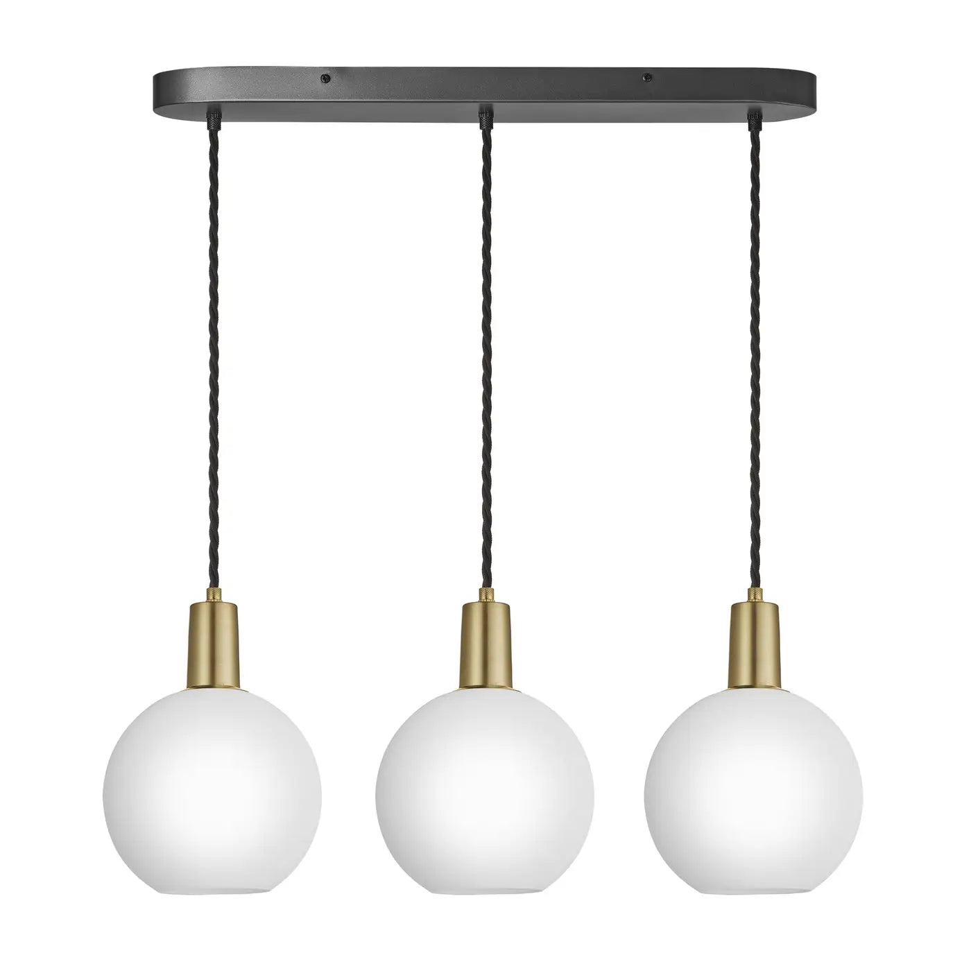 Sleek Opal Glass Globe 3 Wire Cluster Lights - Pewter/ Gold