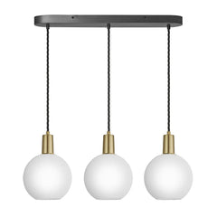 Sleek Opal Glass Globe 3 Wire Cluster Lights - Pewter/ Gold