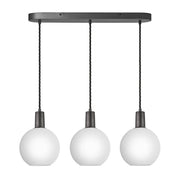 Sleek Opal Glass Globe 3 Wire Cluster Lights - Pewter/ Gold