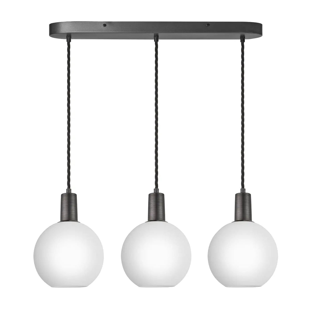 Sleek Opal Glass Globe 3 Wire Cluster Lights - Pewter/ Gold
