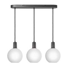 Sleek Opal Glass Globe 3 Wire Cluster Lights - Pewter/ Gold