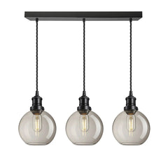 Brooklyn 3Lt Glass Globe Wire Cluster Lights -Brass/ Pewter