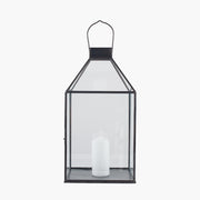 Antique Brass Metal and Glass Square Lantern