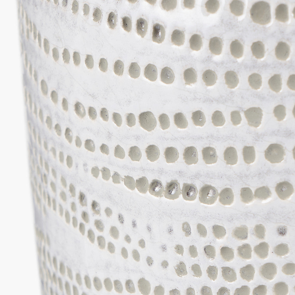 Alina White Stoneware Dot Design Vase - Small/Large