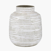 Alina White Stoneware Dot Design Vase - Small/Large
