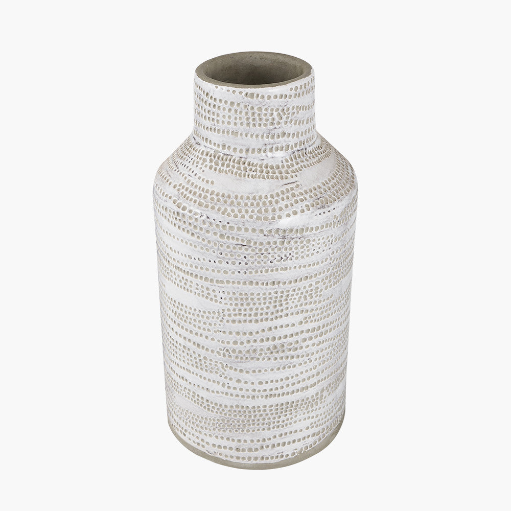 Alina White Stoneware Dot Design Vase - Small/Large