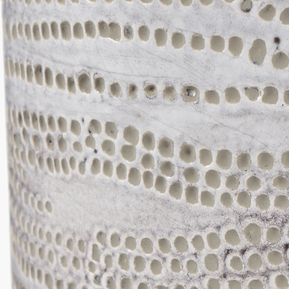 Alina White Stoneware Dot Design Vase - Small/Large