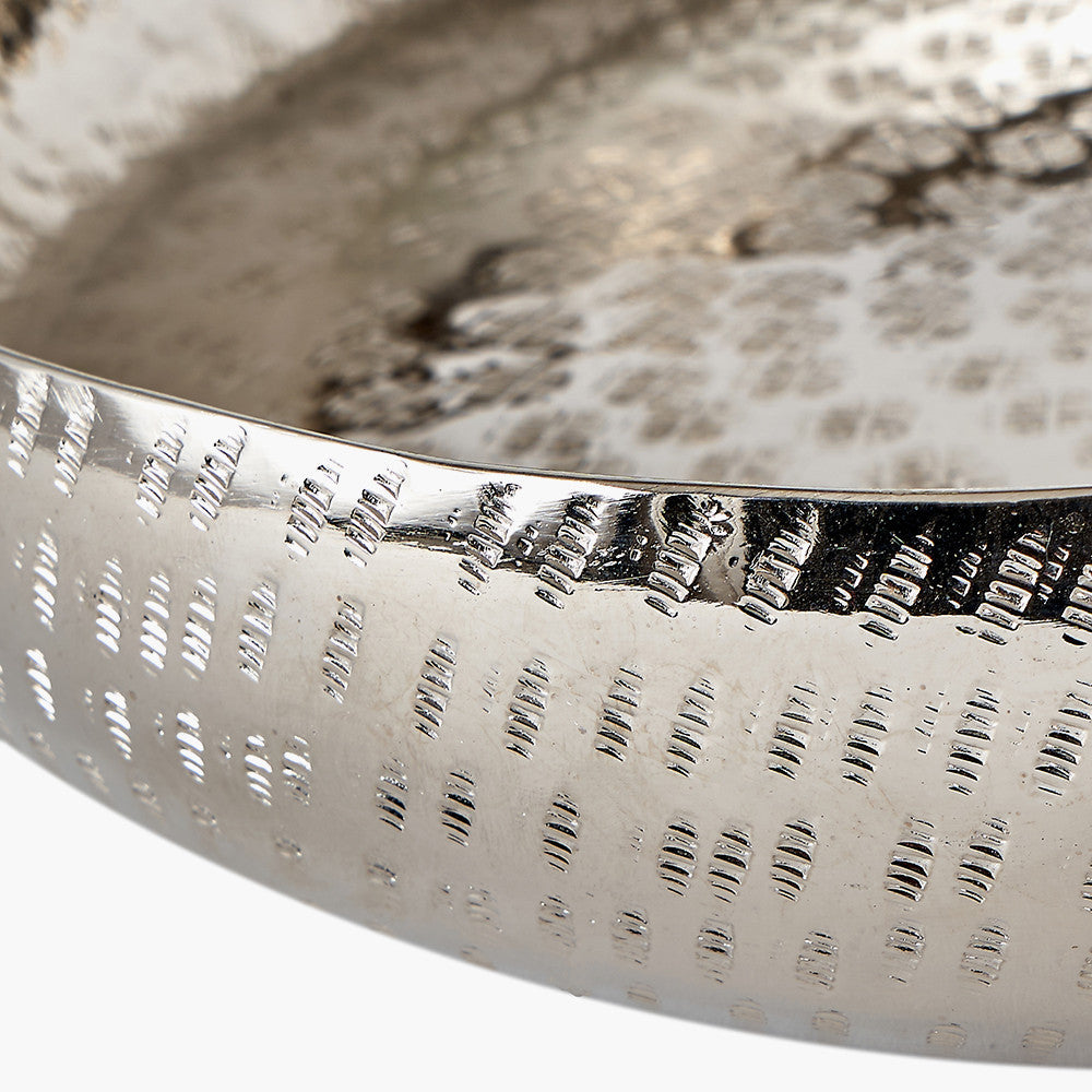 Set of 2 Silver Hammered Metal Bowls