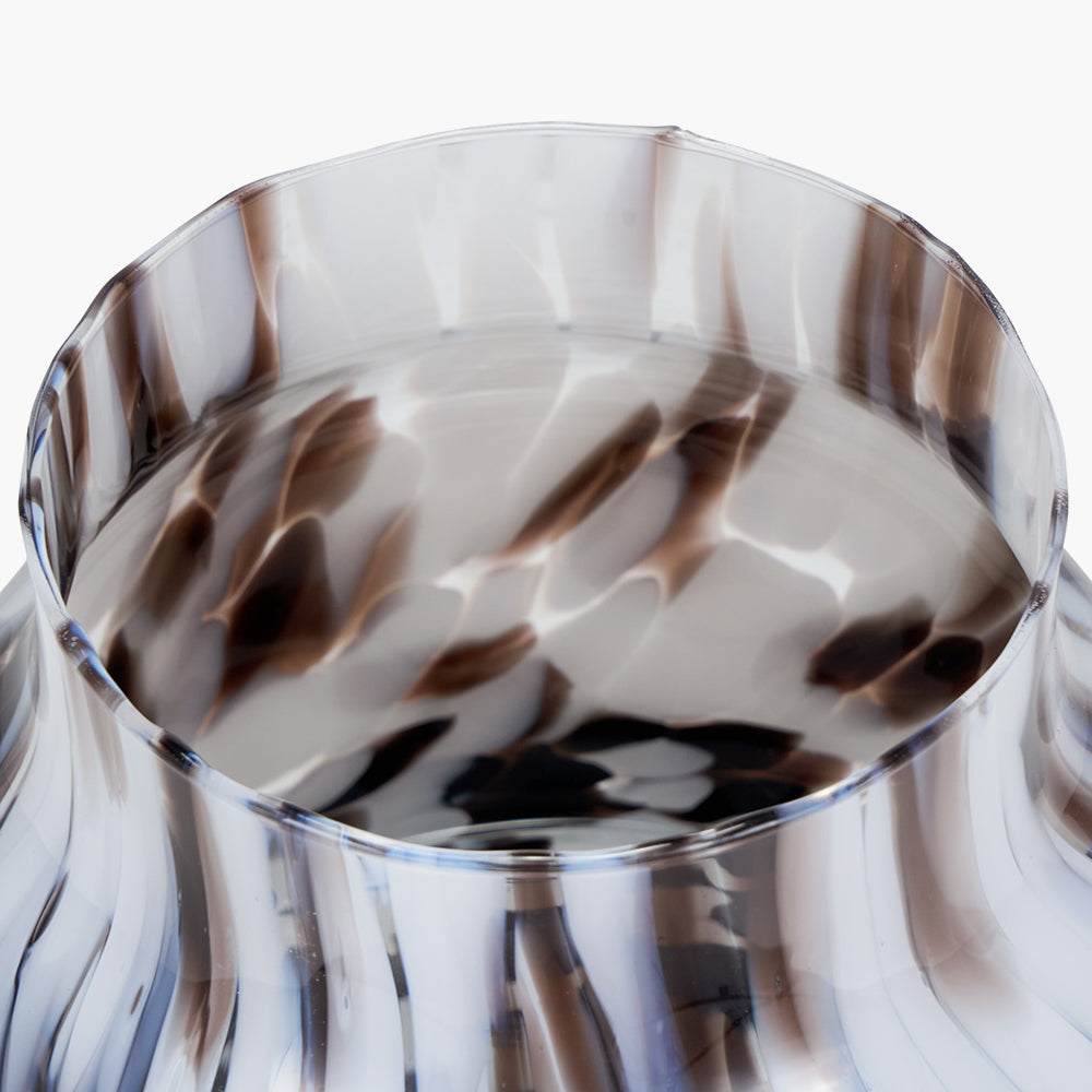 Brown and White Tortoiseshell Glass Vase - Small/Large