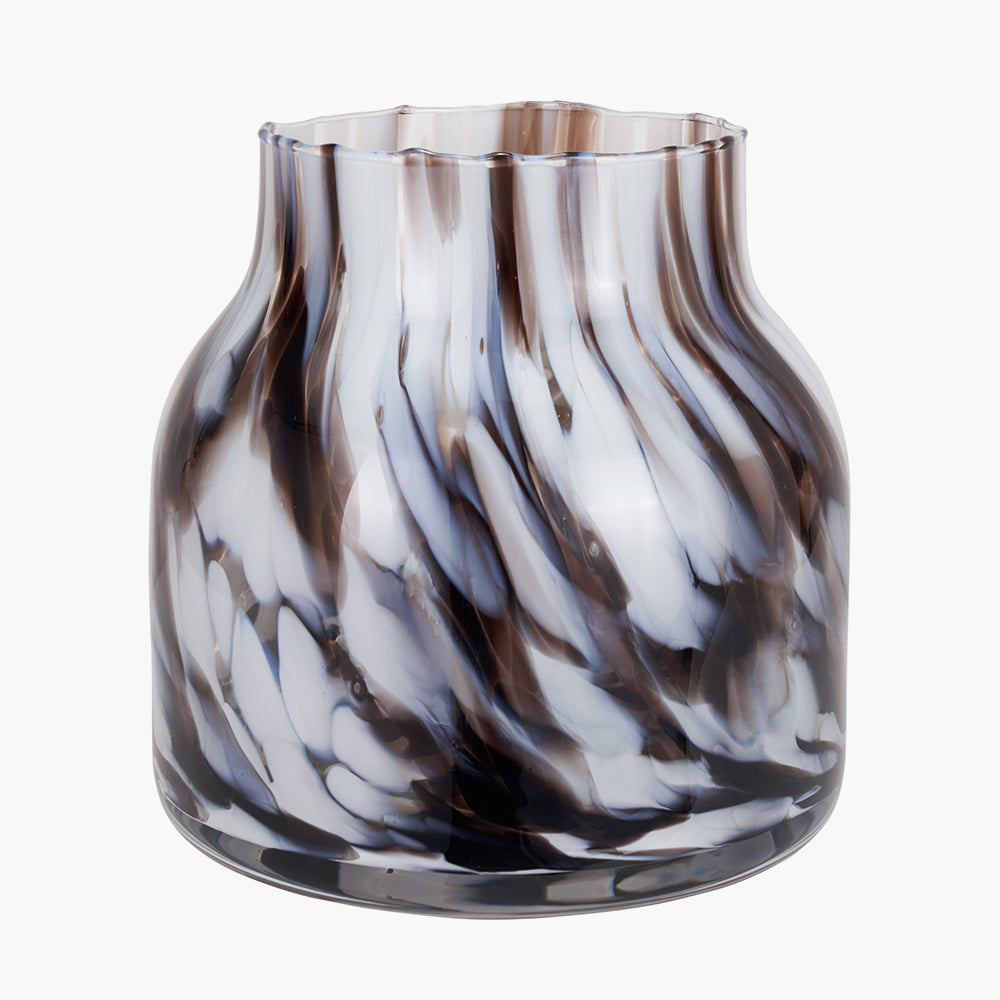 Brown and White Tortoiseshell Glass Vase - Small/Large