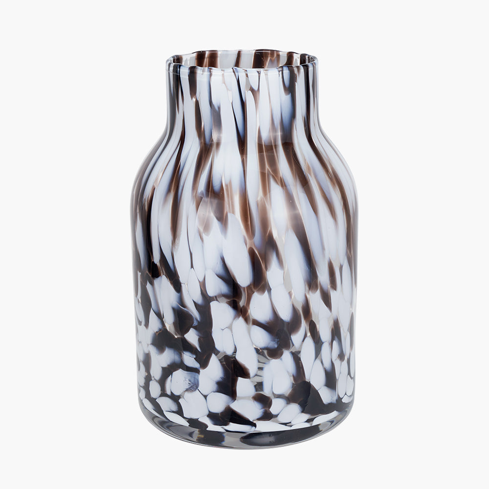 Brown and White Tortoiseshell Glass Vase - Small/Large
