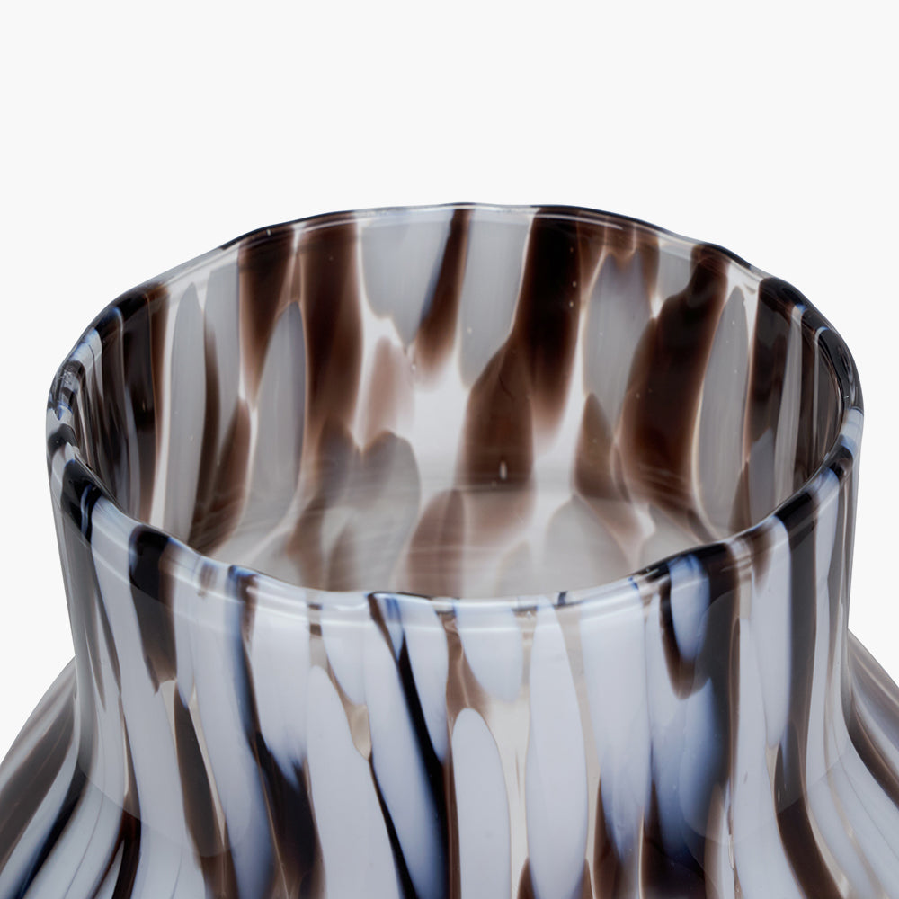 Brown and White Tortoiseshell Glass Vase - Small/Large