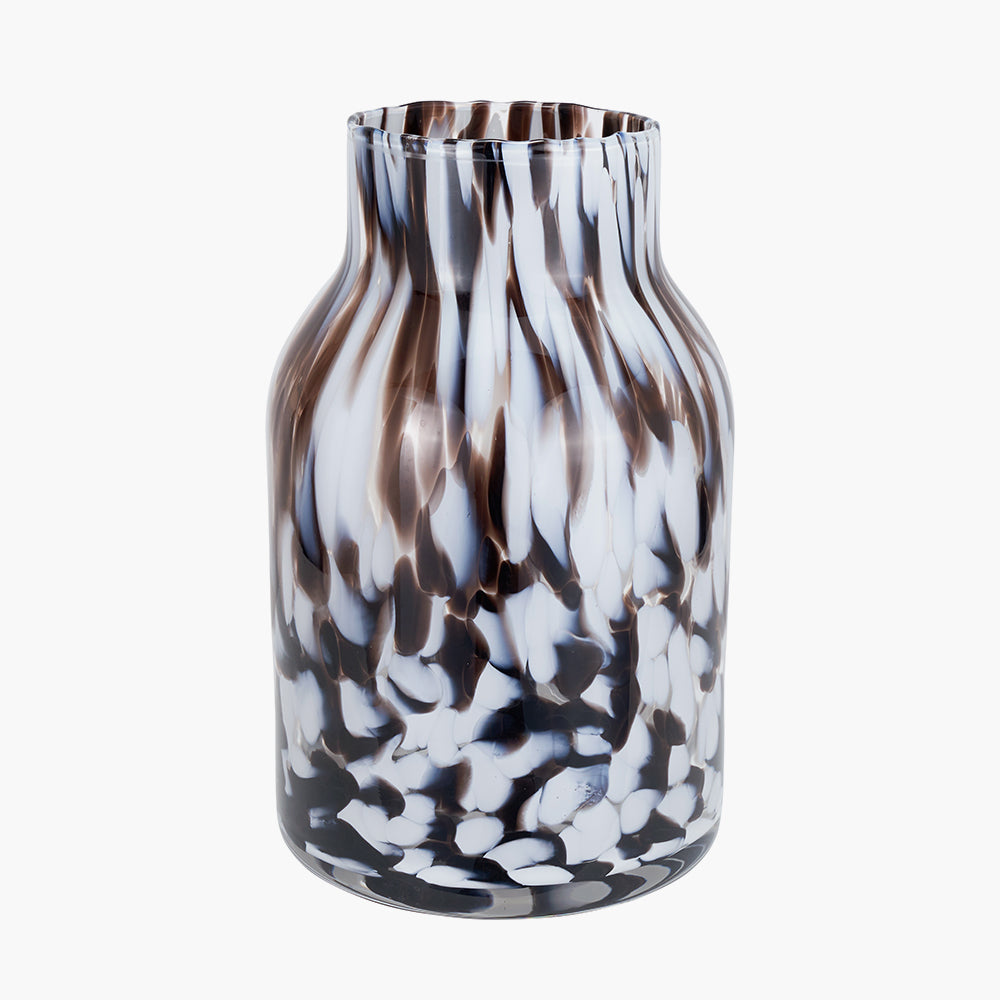 Brown and White Tortoiseshell Glass Vase - Small/Large