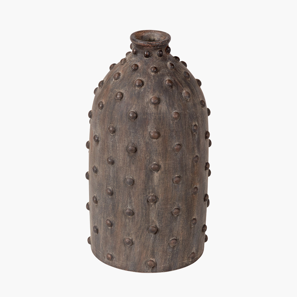 Kali Textured Dot Grey Stoneware Vase - Grey/Light Grey