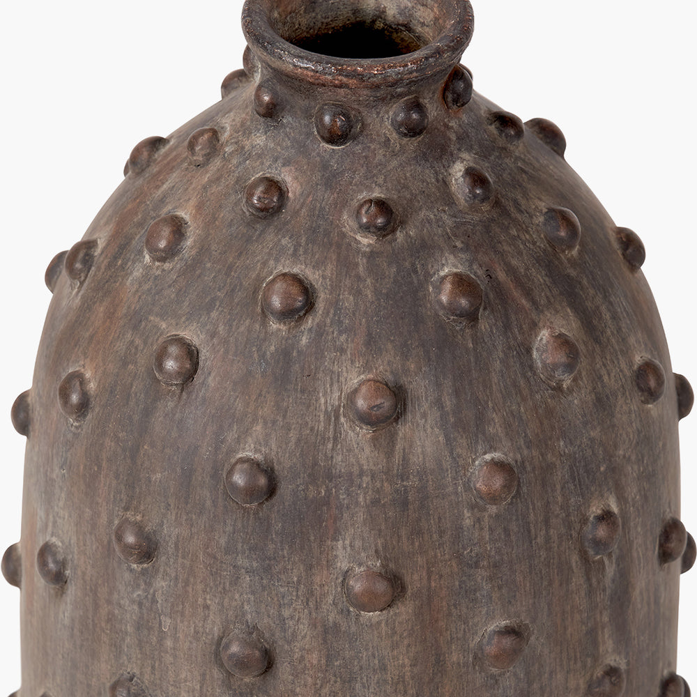 Kali Textured Dot Grey Stoneware Vase - Grey/Light Grey