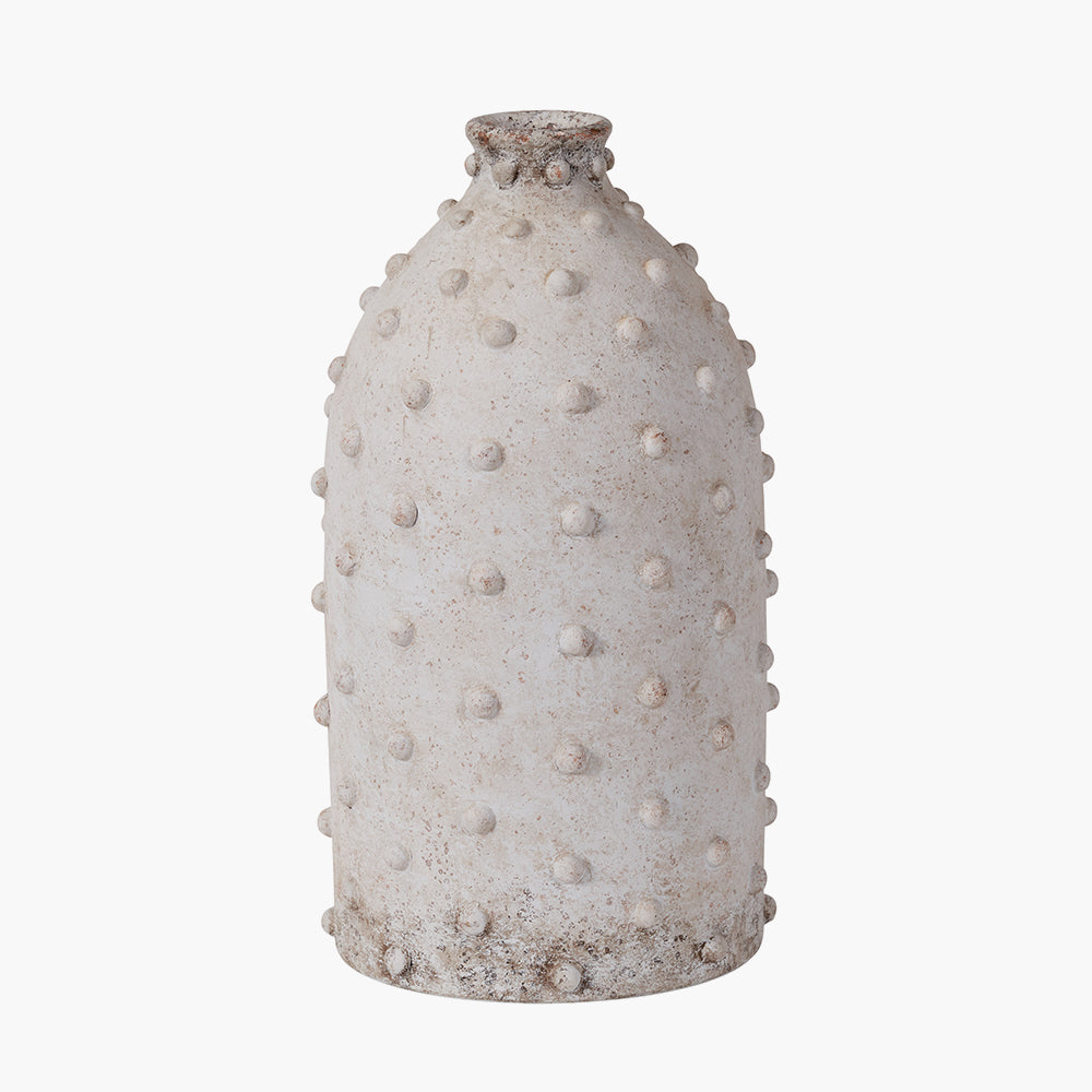 Kali Textured Dot Grey Stoneware Vase - Grey/Light Grey