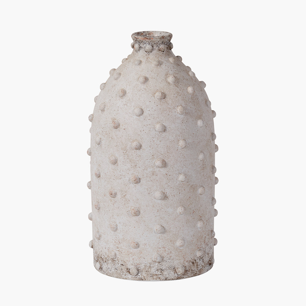 Kali Textured Dot Grey Stoneware Vase - Grey/Light Grey