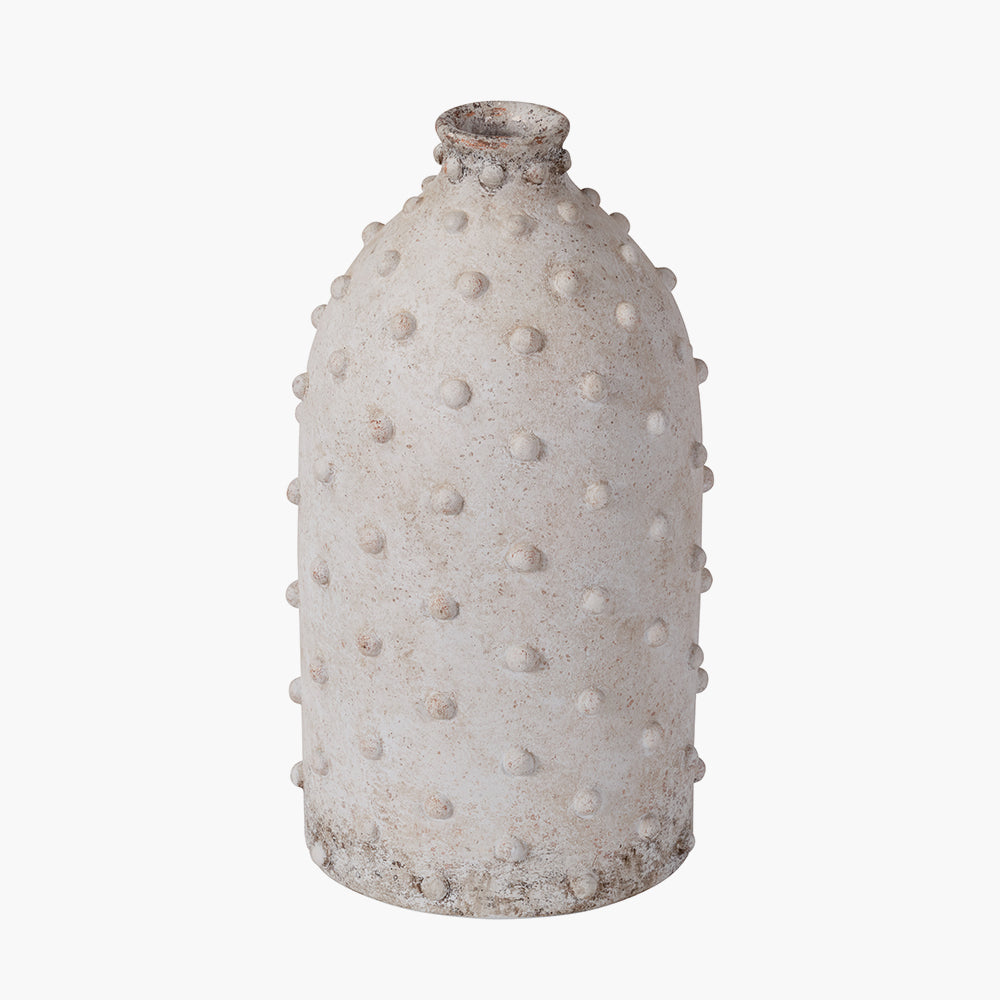 Kali Textured Dot Grey Stoneware Vase - Grey/Light Grey