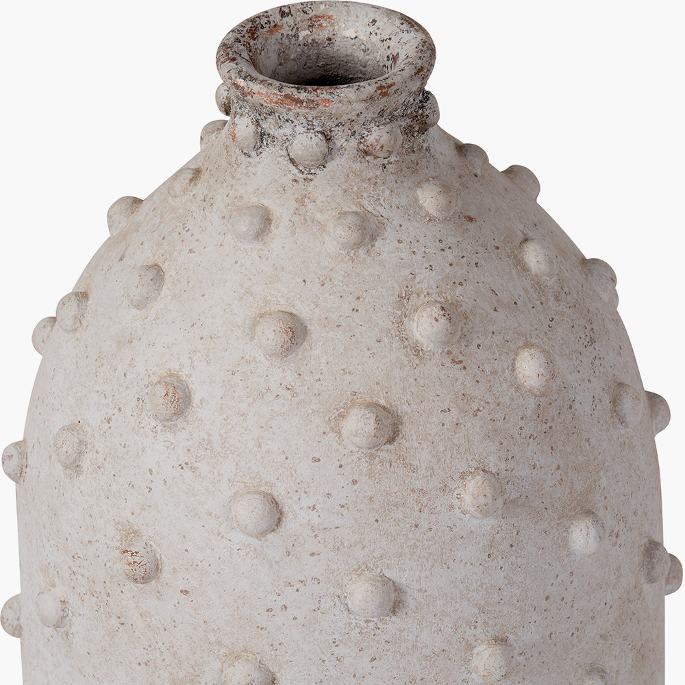 Kali Textured Dot Grey Stoneware Vase - Grey/Light Grey