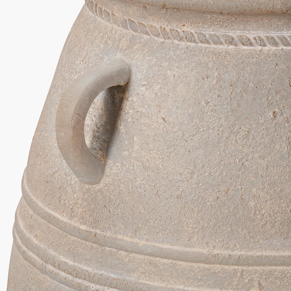 Grey Wash Fibrestone Decorative Vase with Handles - Small/Large