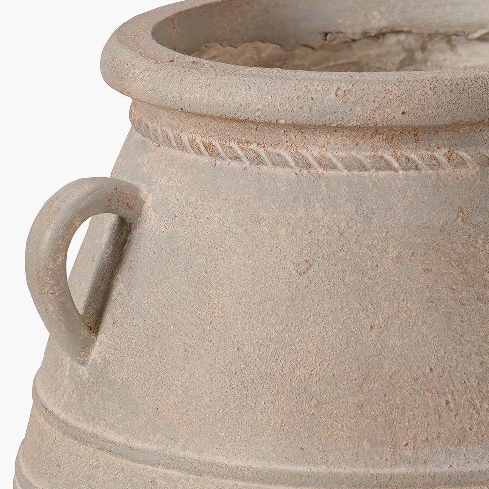 Grey Wash Fibrestone Decorative Vase with Handles - Small/Large