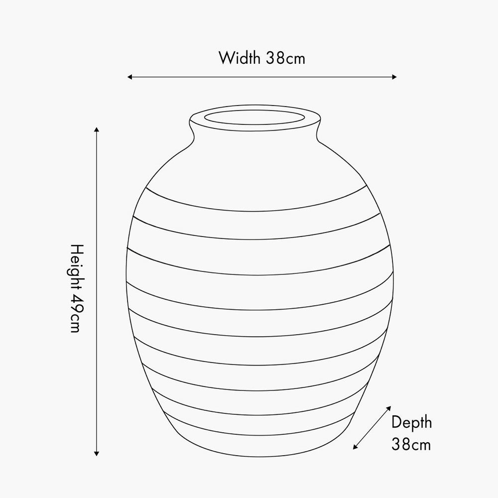 White Wash Fibrestone Decorative Ribbed Vase - Large/Small