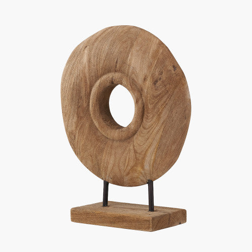 Natural Handcarved Mango Wood Circular Ornament