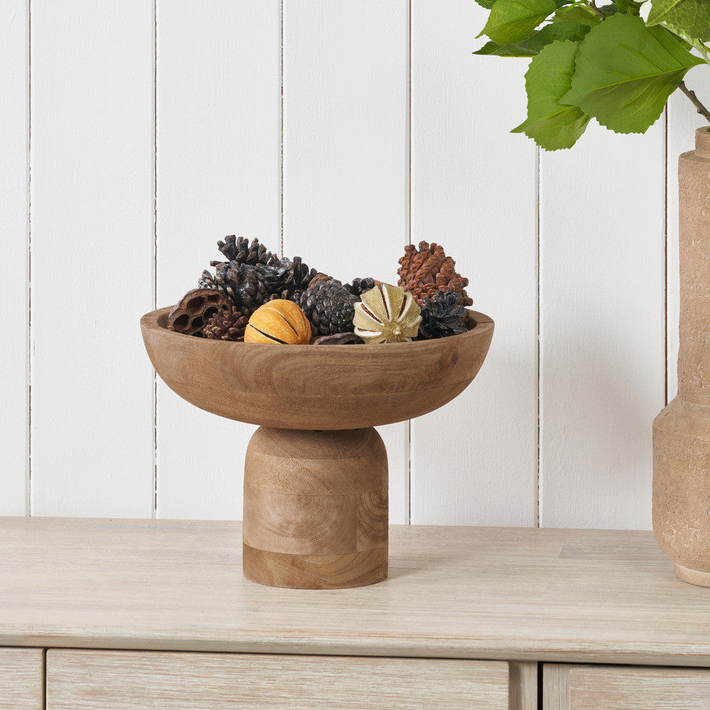 Handcarved Mango Wood Bowl with Raised Base