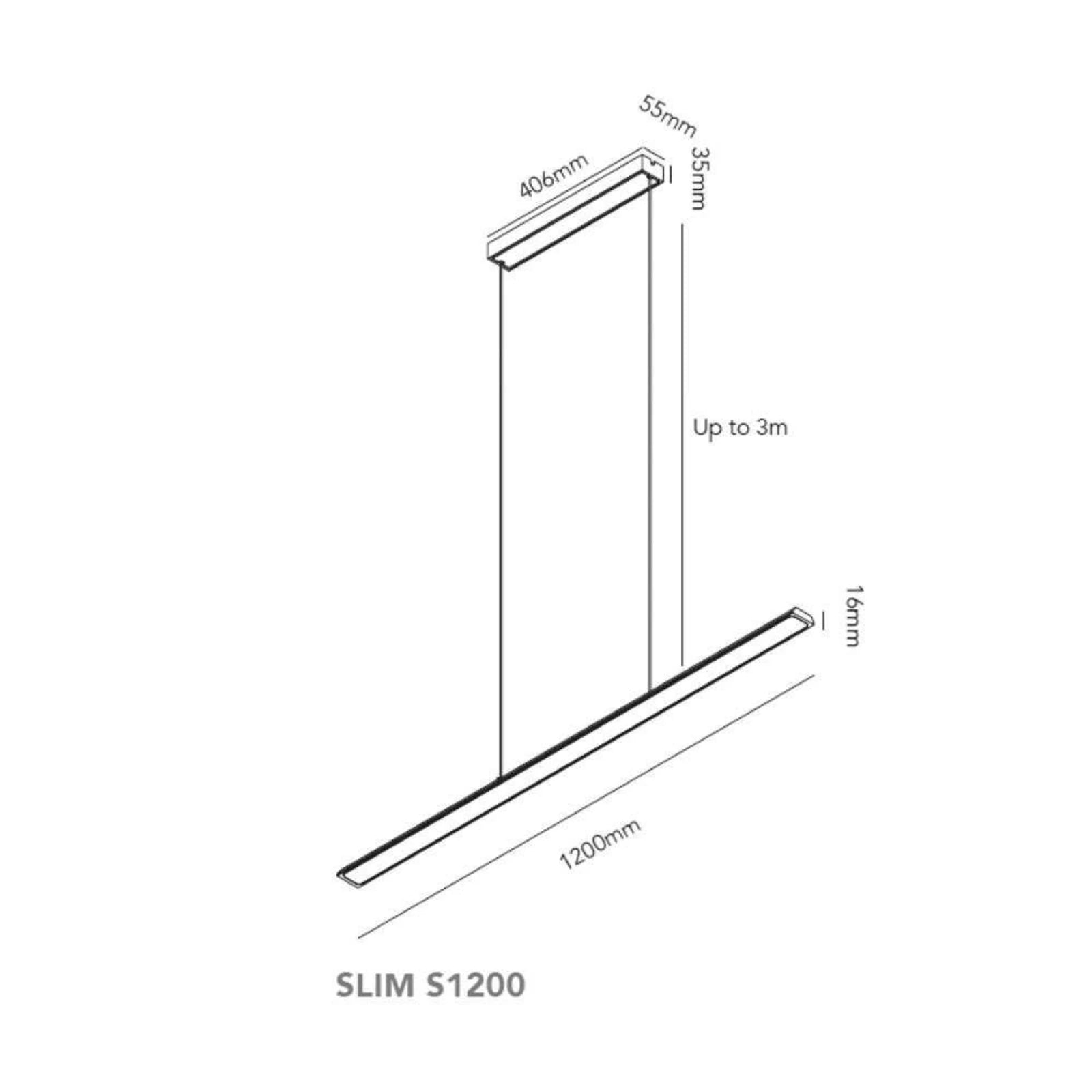 Slim S1200/ S1500/ S1800 Pendant (2700/3000K)- Various Finishes
