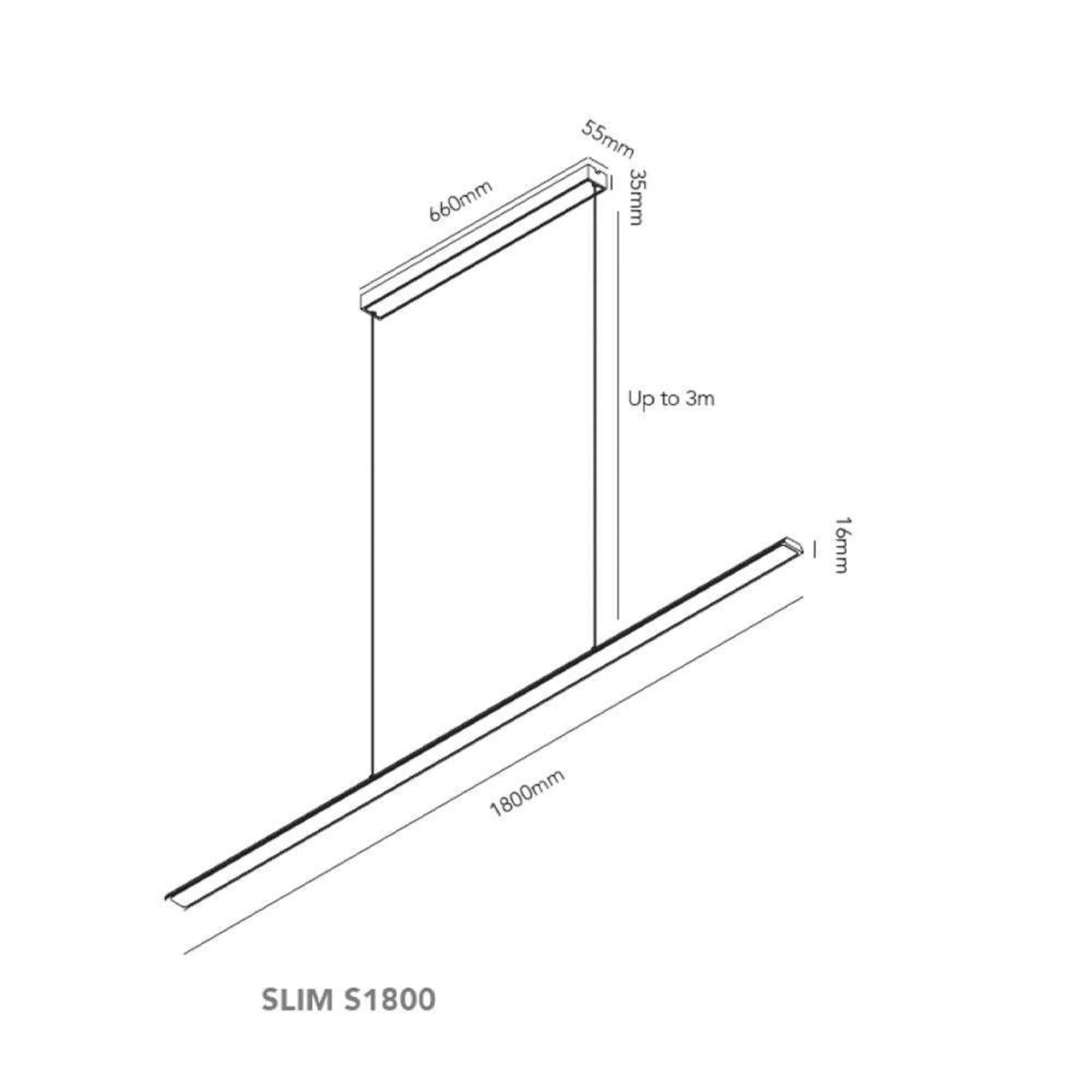 Slim S1200/ S1500/ S1800 Pendant (2700/3000K)- Various Finishes