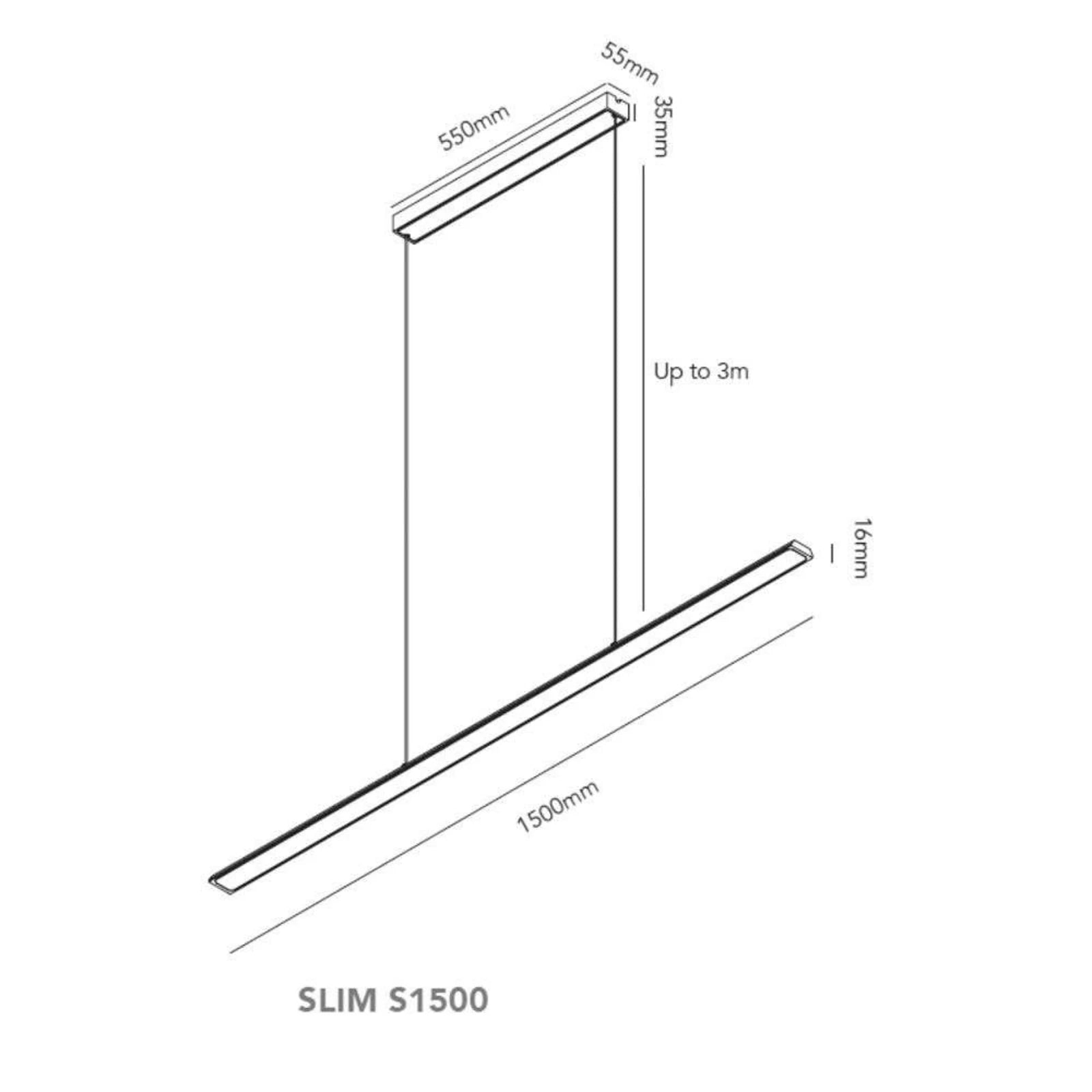 Slim S1200/ S1500/ S1800 Pendant (2700/3000K)- Various Finishes