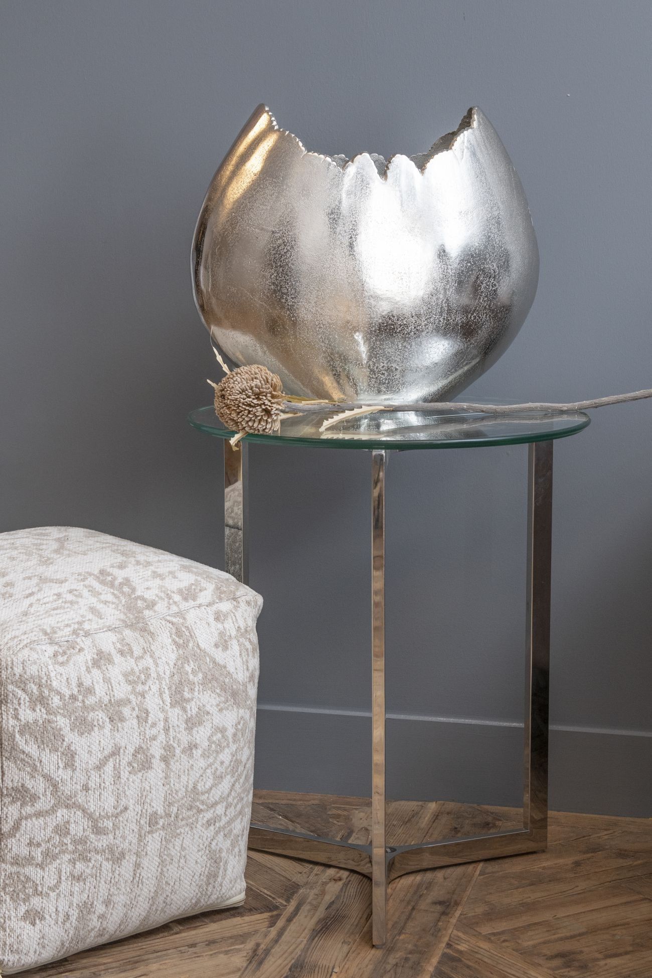 Linton Stainless Steel & Glass End Table