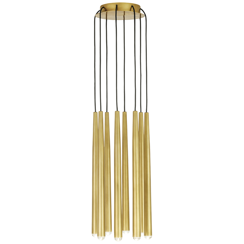 Pylon 8 Light Chandelier- Brass Finish