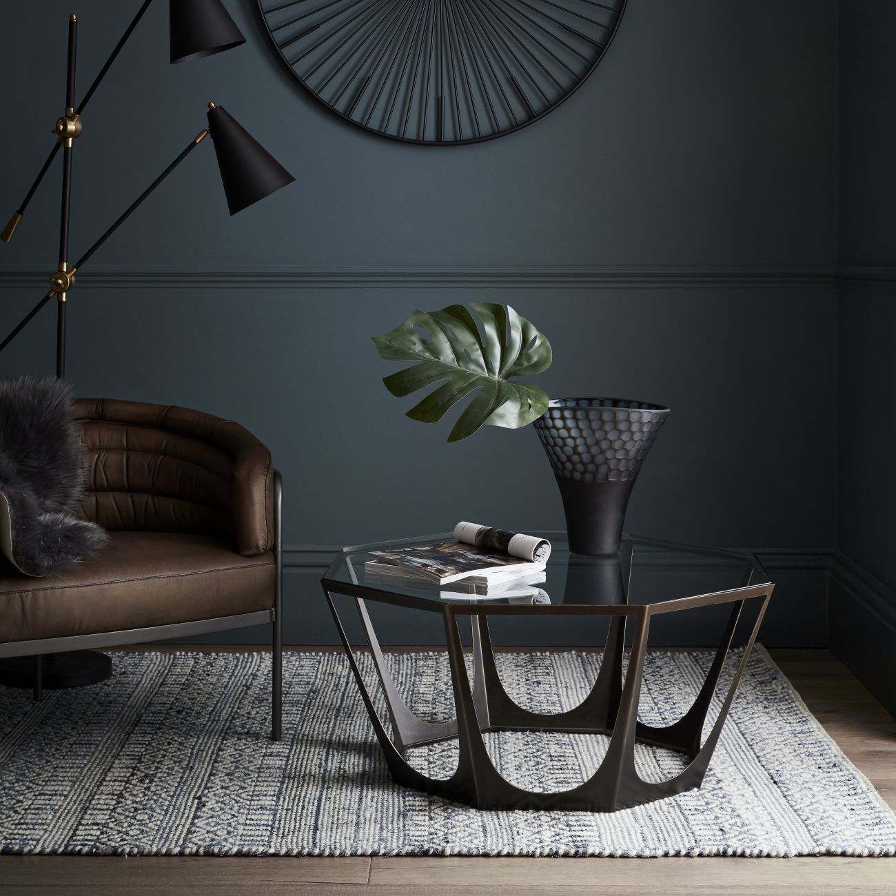 Catalan Bronze Gilded Coffee Table with Glass Top