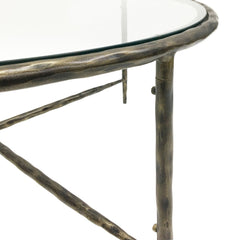 Patterdale Hand Forged Round Coffee Table Dark Bronze Finish with Glass Top