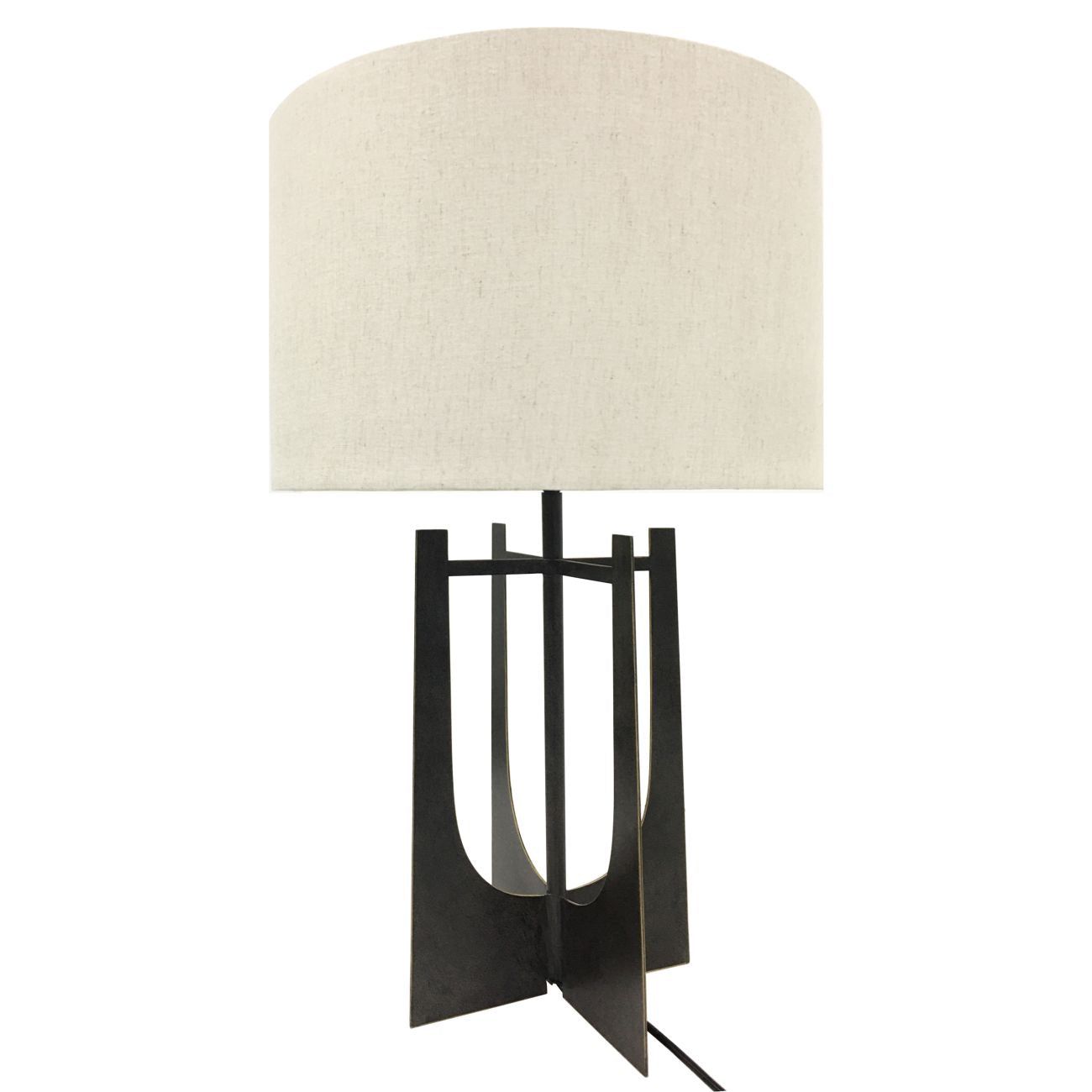 Glenthorpe Hammered Iron Table Lamp - Gilded Oak with Irish Linen Shade