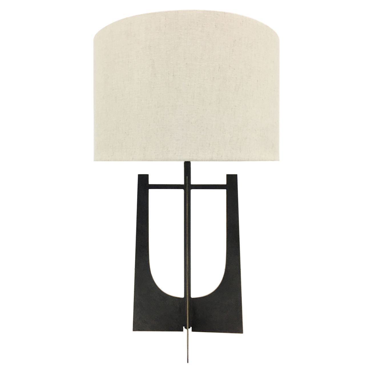 Glenthorpe Hammered Iron Table Lamp - Gilded Oak with Irish Linen Shade