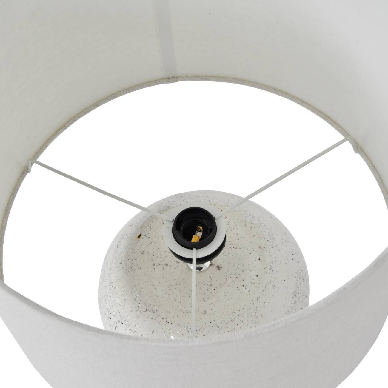 Speckle Terracotta Table Lamp With Shade - Glazed White Finish