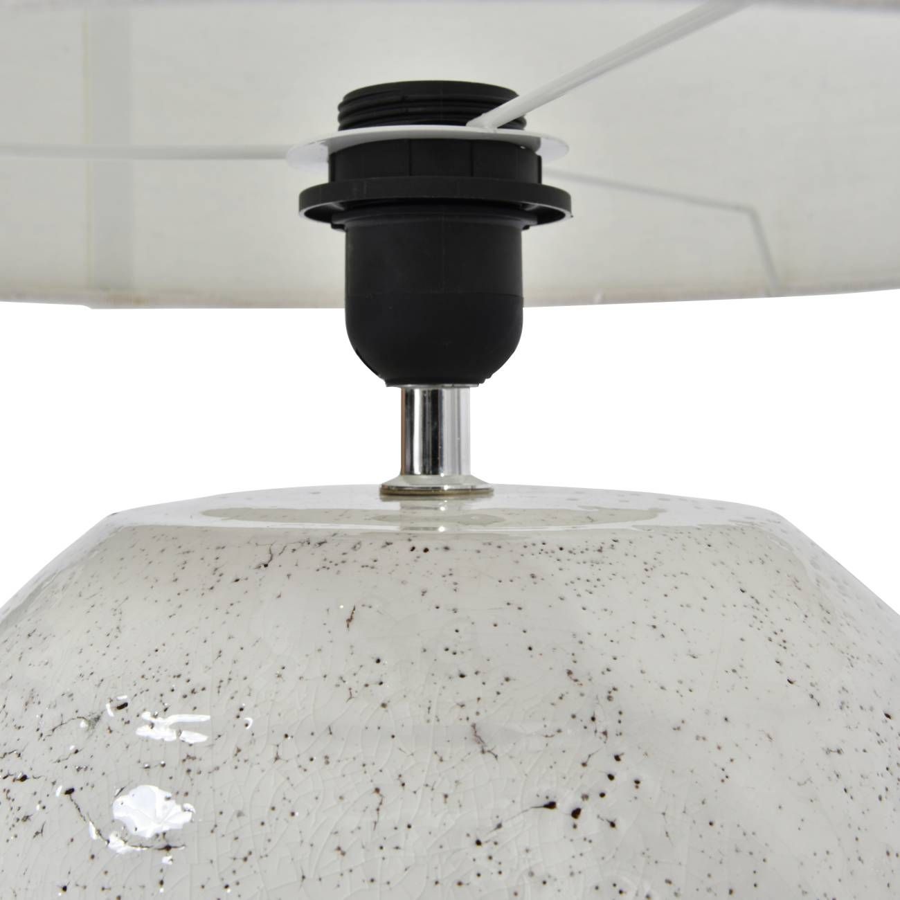 Speckle Terracotta Table Lamp With Shade - Glazed White Finish
